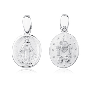 Colgante doble cara de Plata de ley 925 - Virgen Milagrosa / Virgen María Bendita