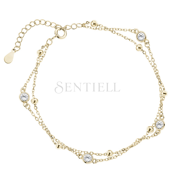 Silver (925) gold-plated bracelet with balls and white zirconias