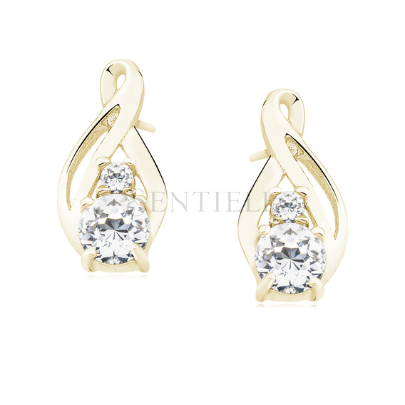 Silver (925) gold-plated earrings with white zirconia