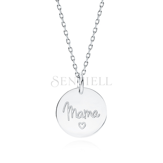 Silver (925) necklace with white engraving - mama