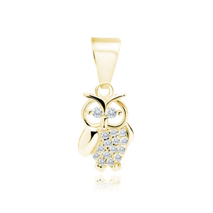 Silver (925) gold-plated pendant with white zirconias - owl