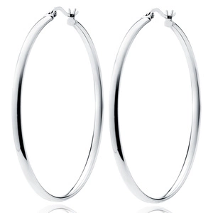 Silver (925) earrings hoops - highly polished