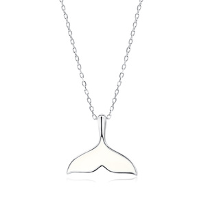 Silver (925) necklace whale tail with white enamel