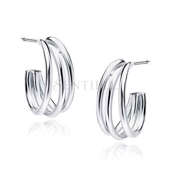 Silver (925) triple hoop earrings