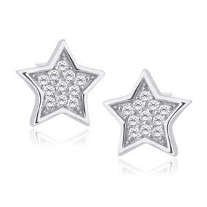 Silver (925) stars earrings with zirconia