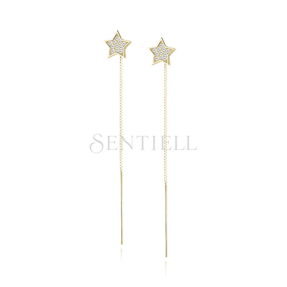 Silver (925) gold-plated stars earrings with zirconias