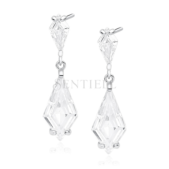 Silver (925) stylish, bridal earrings with zirconia