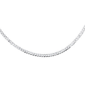 Silver (925) diamond-cut chain - curb extra flat Ø 100 rhodium-plated