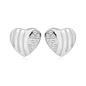 Silver (925) Earrings zirconia hearts microsetting