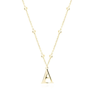 Silver (925) gold-plated necklace - letter A on chain with balls