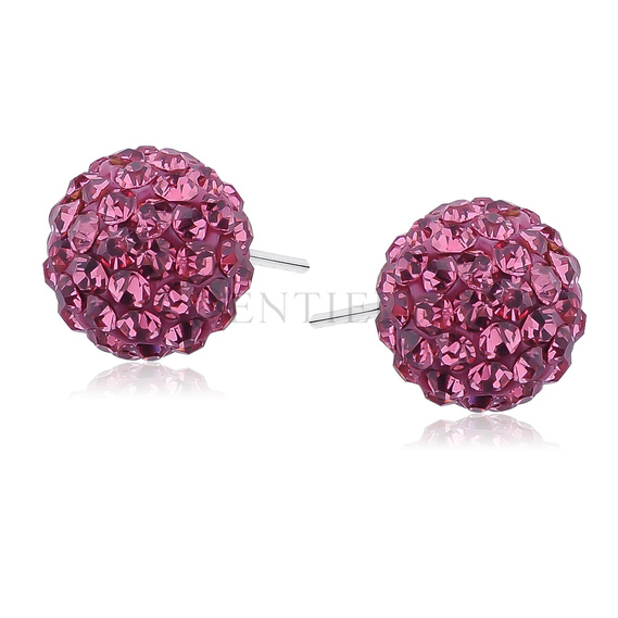 Silver (925) Earrings disco ball 10mm rose