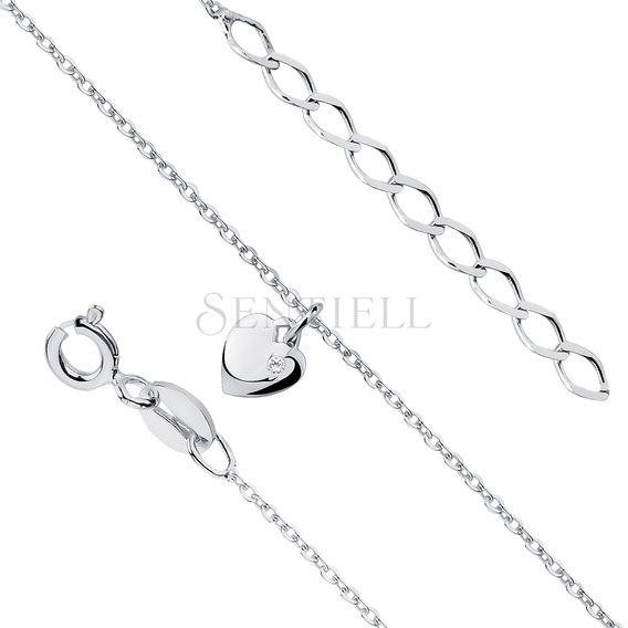 Silver (925) anklet - adjustable size with heart and zirconia