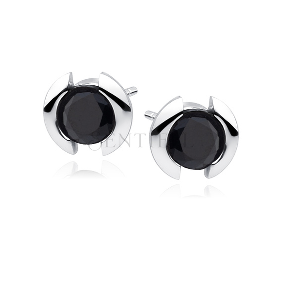 Silver (925) earrings with black zirconias