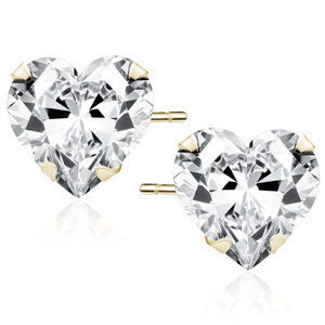 Silver (925) gold-plated earrings white zirconia 6 x 6mm hearts