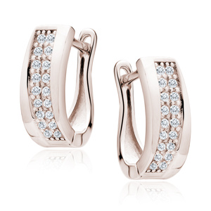 Silver (925) rose gold-plated earrings white zirconia