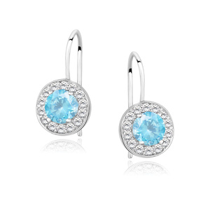 Silver (925) Earrings aquamarine colored zirconia