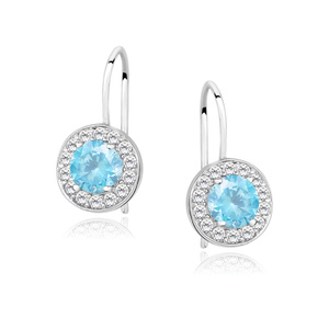 Silver (925) Earrings aquamarine colored zirconia