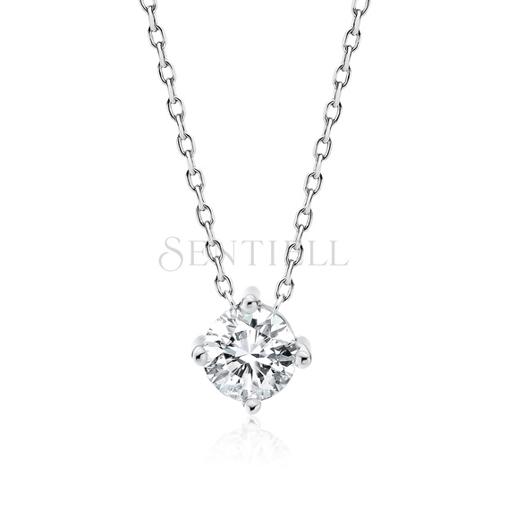 Silver (925) necklace with white zirconia