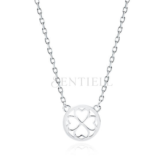 Silver (925) necklace - clover / hearts in a circle