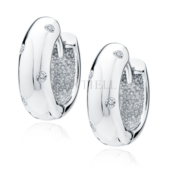 Silver (925) earrings hoop with zirconias