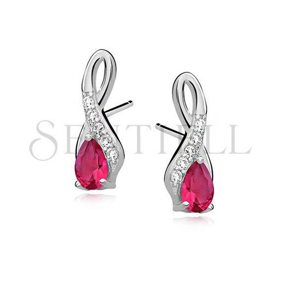 Silver (925) earrings with ruby zirconia