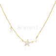 Silver (925) gold-plated necklace - stars with zirconia