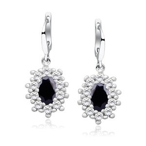 Silver (925) Earrings black colored zirconia