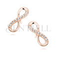 Silver (925) Earrings white zirconia - rose gold-plated infinity