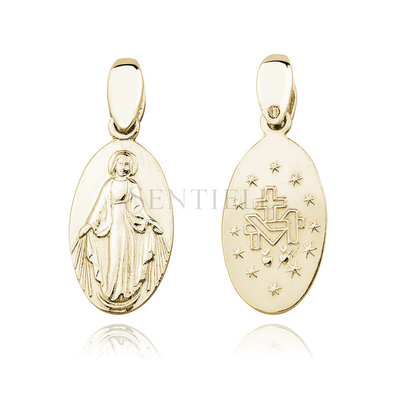 Plata de ley 925 chapada en oro colgante doble cara - Virgen Milagrosa / Santísima Virgen María
