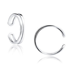 Silver (925) double hoop ear-cuff