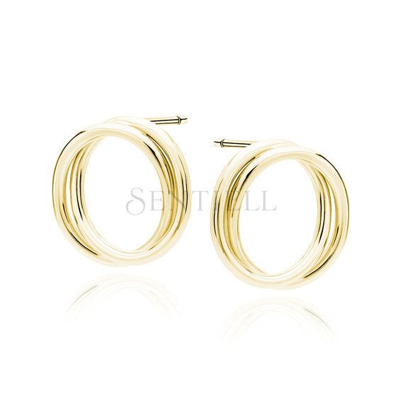 Silver (925) gold-plated earrings - twisted circles