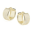 Silver (925) earrings hoop with five rows of zirconia, gold-plated