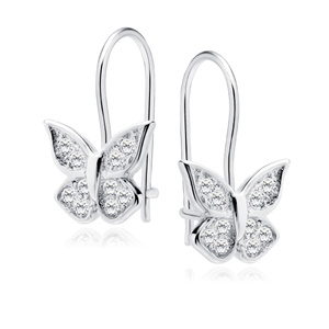 Silver (925) butterfly earrings with zirconia