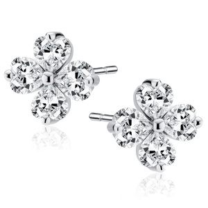 Silver (925) earring clovers with white zirconias