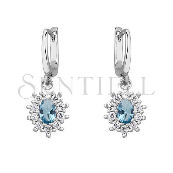 Silver (925) Earrings aquamarine colored zirconia