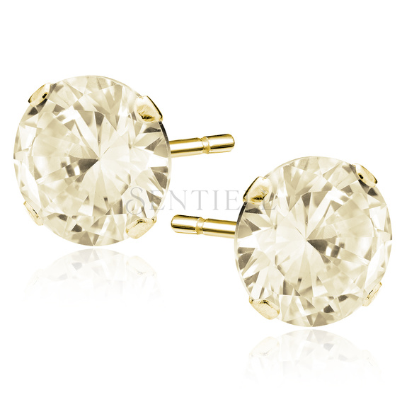 Silver (925) gold-plated earrings round zirconia diameter 10mm