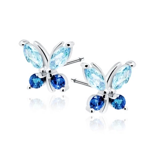 Silver (925) earings - butterfly with blue zirconias