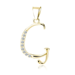 Silver (925) gold-plated pendant white zirconias - letter G