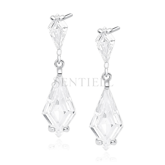 Silver (925) stylish, bridal earrings with zirconia