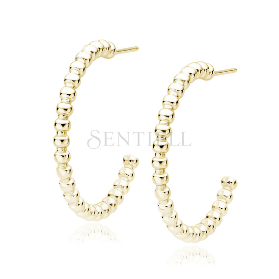Silver (925) earrings hoops circles with balls gold-plated