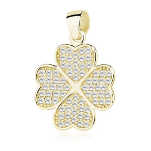 Silver (925) clover gold-plated pendant with zirconia