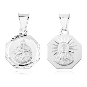 Silver (925) pendant - Jesus Christ / Scapular Mary