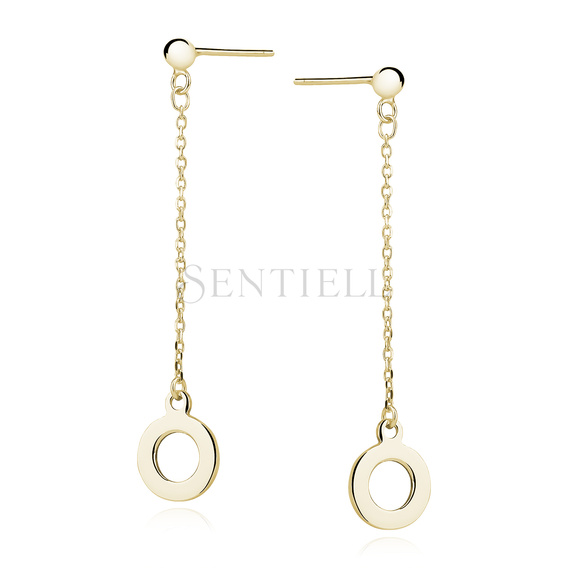Silver (925) earrings - hanging, gold-plated circles