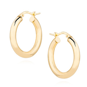 Silver (925) earrings hoops - highly polished, gold-plated