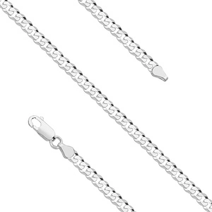 Silver (925) diamond-cut bracelet - curb extra flat Ø 100