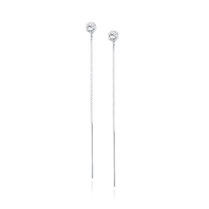 Silver (925) earrings - circle with white zirconia