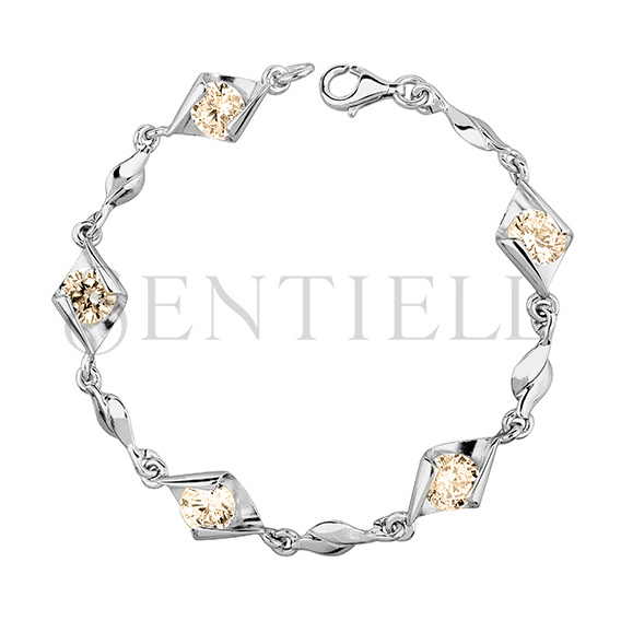 Silver (925) bracelet with cognac zirconia