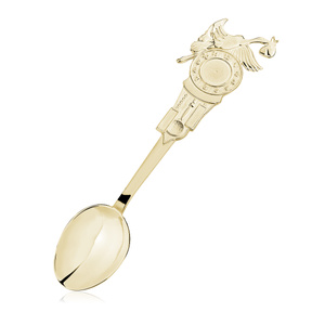 Silver (925) gold-plated Christening spoon for baby - stork