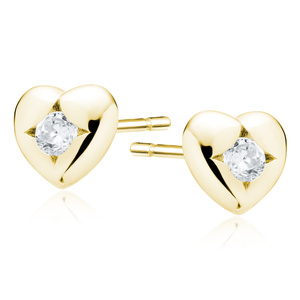 Silver (925) gold-plated heart shape earrings with zirconia