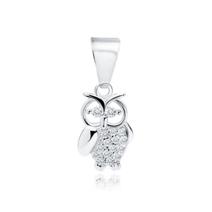 Silver (925) pendant with white zirconias - owl